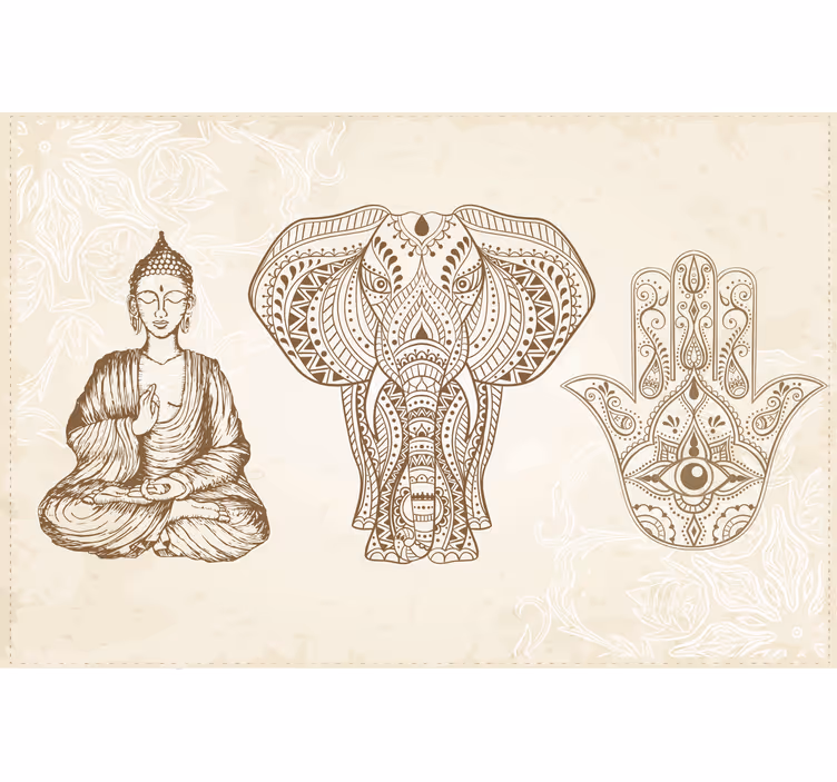 Fototapeter beige buddha hamsa hand symbol - Tenstickers