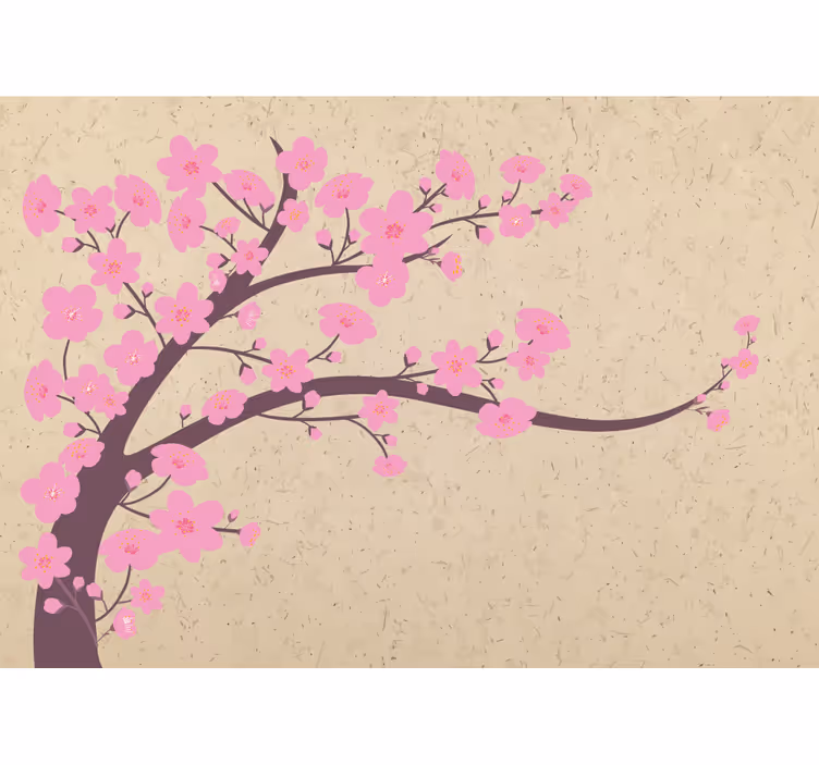 Fototapeter beige rosa blommor med beige bakgrund - Tenstickers