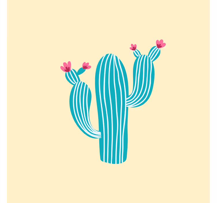 Fototapeter gul pastellfärgade kaktusar och blommor - Tenstickers