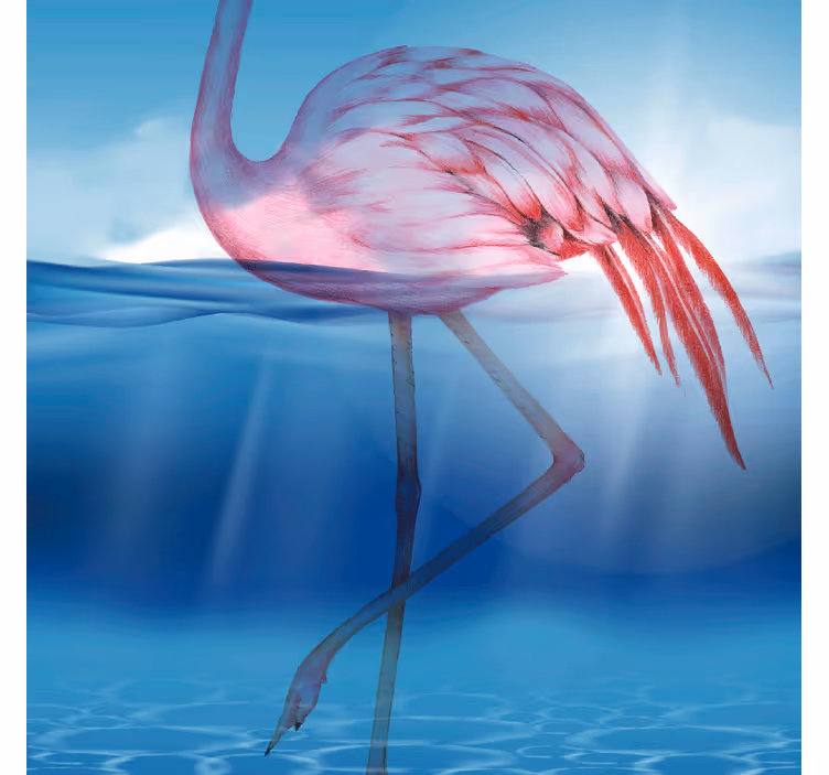 Fototapeter blå underwater design av flamingo - Tenstickers
