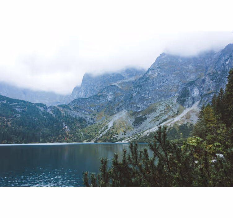 Fototapeter grön morskie oko i tatrabergen - Tenstickers