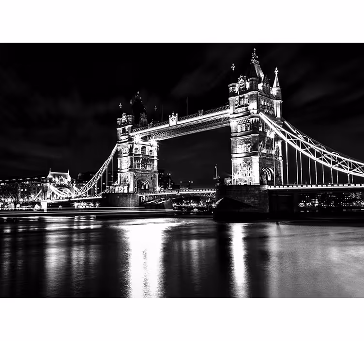 Fototapeter svart london bridge natt - Tenstickers