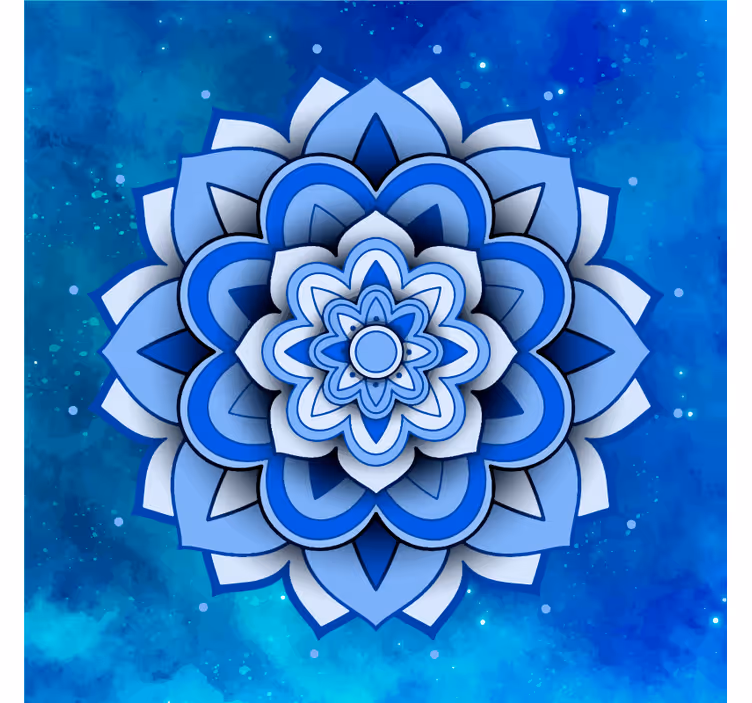 Fototapeter blå mandala blommig blå - Tenstickers