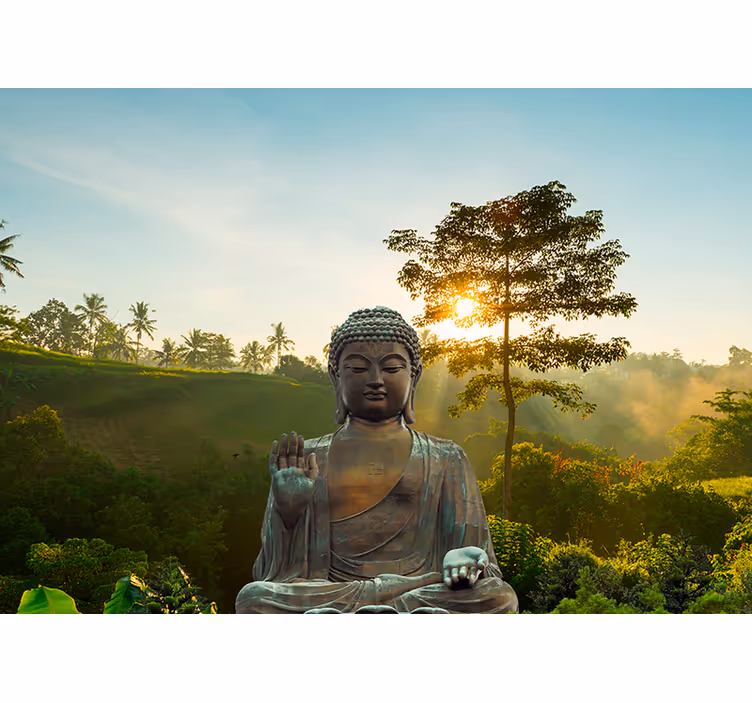 Buddha mediterar i naturen buddha fototapet - Tenstickers