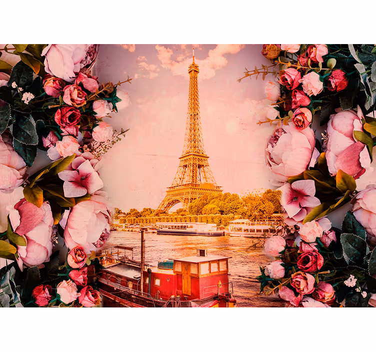 Eiffeltorn och blommor paris fototapet - Tenstickers