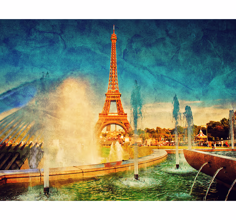 Eiffeltornet utsikt över paris fototapet - Tenstickers
