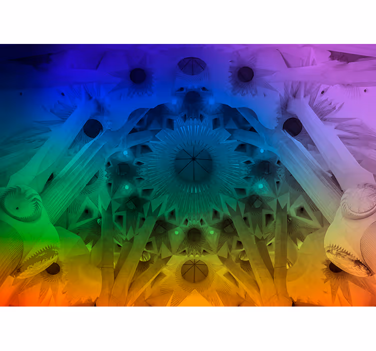 Färgglada sagrada familia stadsväggdekor - Tenstickers