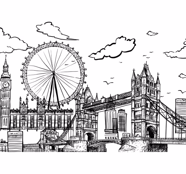 Ritning av london fototapet - Tenstickers