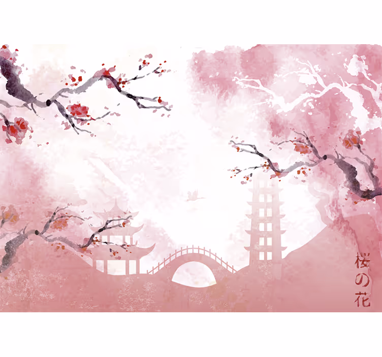Japansk fototapet för trädgårdsblomma - Tenstickers