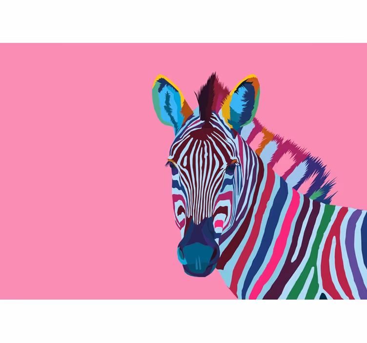 Zebra popkonst djur fototapet - Tenstickers