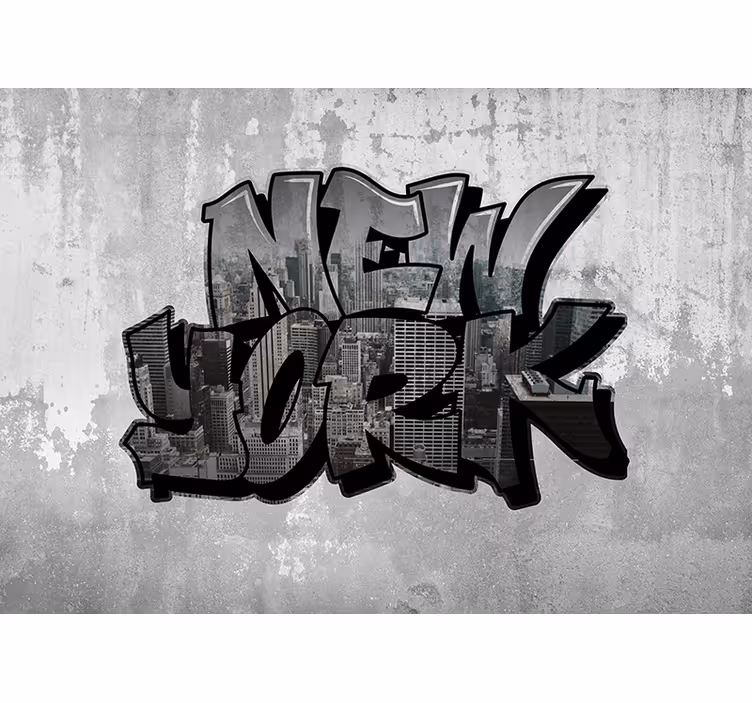 Graffiti med stadsutsikt new york fototapeta - Tenstickers