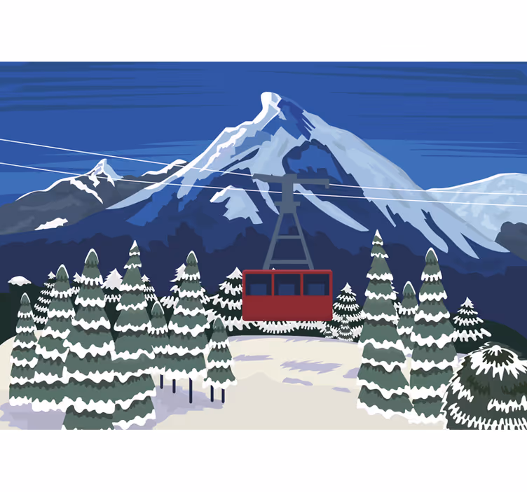 äventyr med linbana Fototapeter Fjäll - Tenstickers