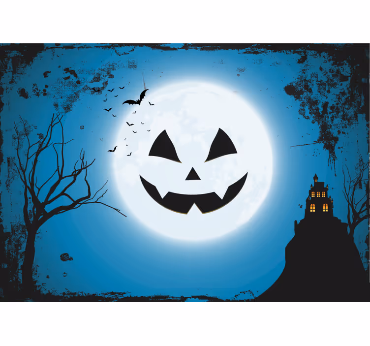 Läskigt pumpa-flin Fototapeter Halloween - Tenstickers