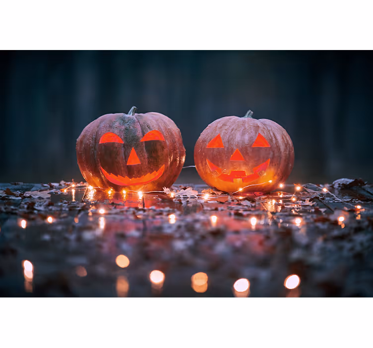 Graverad pumpa-strålning Fototapeter Halloween - Tenstickers