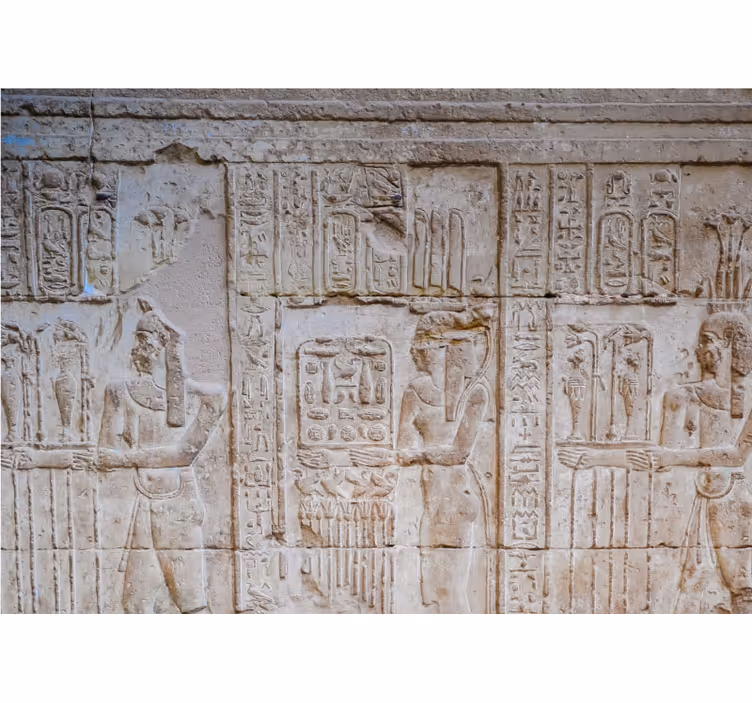 Egyptiska figurer vardagsrum fototapet - Tenstickers