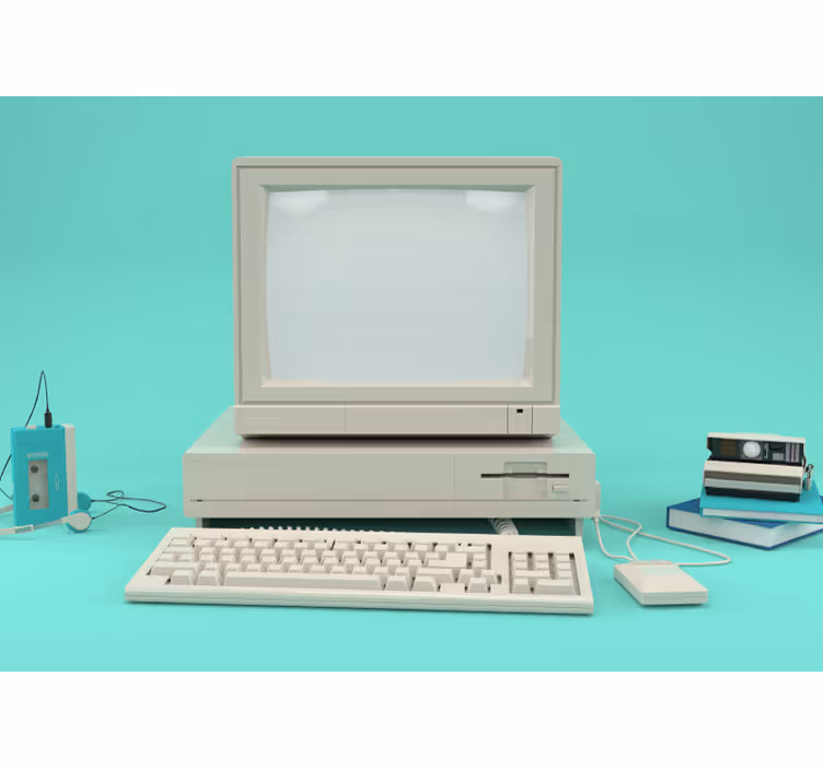 Gammal pc vintage fototapet - Tenstickers