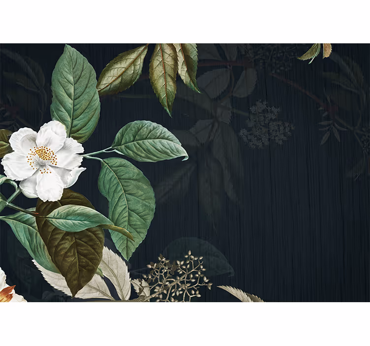 Grön blommig bakgrund vardagsrum fototapet - Tenstickers