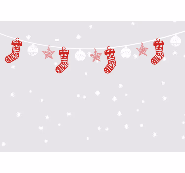 Festliga strumpor girlanden Fototapeter med julmotiv - Tenstickers