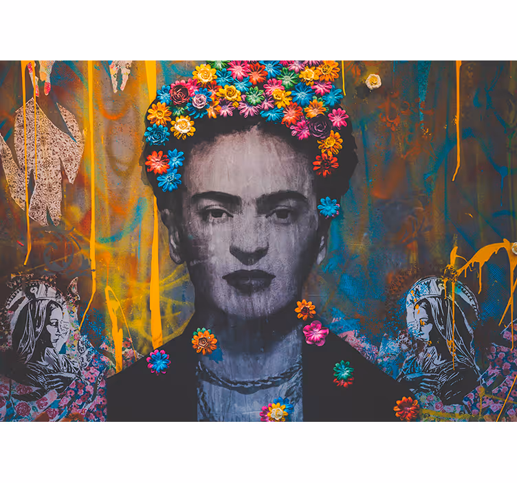Fototapeter konst frida blomsterporträtt - Tenstickers