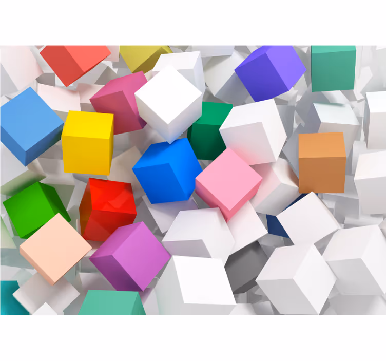 Fototapet 3d kuber i olika färger 3d - Tenstickers