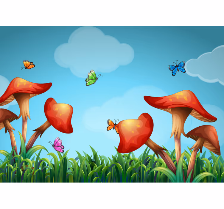 Fantasifull svampträdgård Fototapeter Natur - Tenstickers