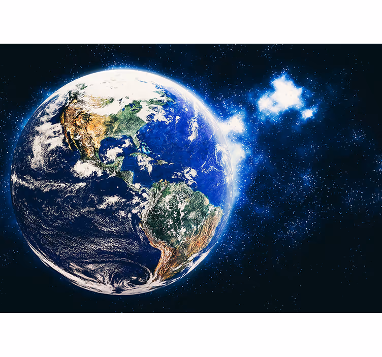 Planetarisk vy från omloppsbana Fototapeter Rymden - Tenstickers