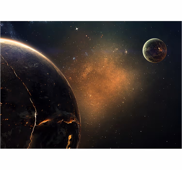 Galaxer och planeter i brunt utrymme fototapeta - Tenstickers
