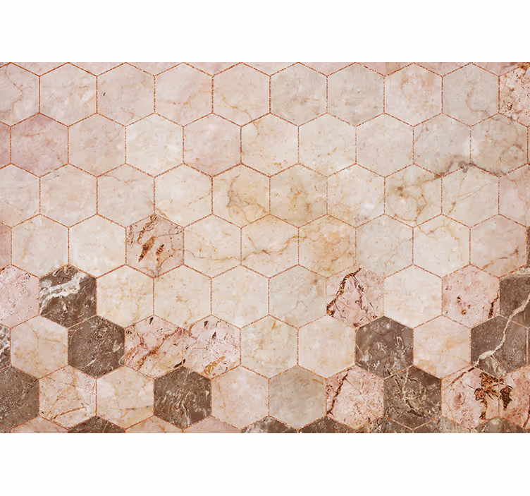 Brun hexagon kakel fototapeta - Tenstickers