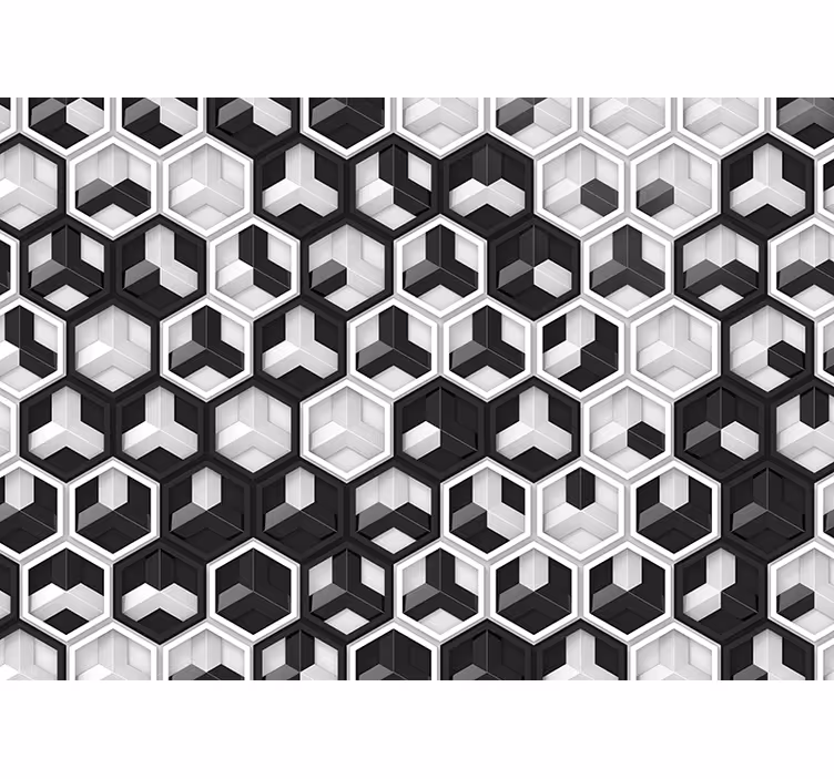 3d svartvit geometri fototapeta 3d - Tenstickers