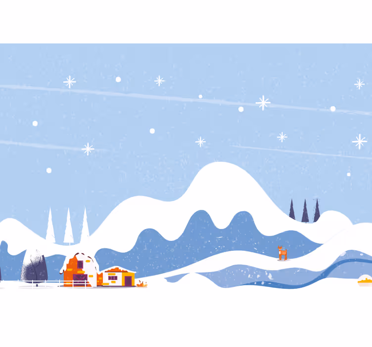 Ritade snöiga berg Fototapeter Barnens - Tenstickers