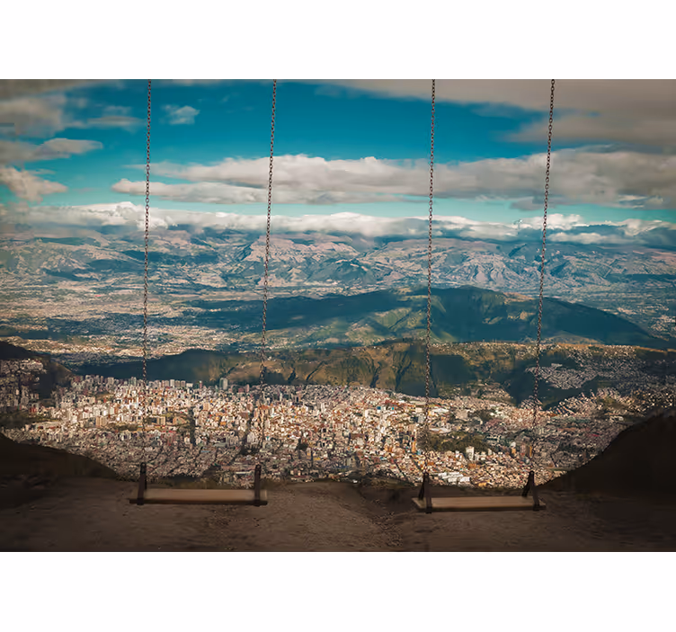 Quito vyer med vulkan fototapeta - Tenstickers