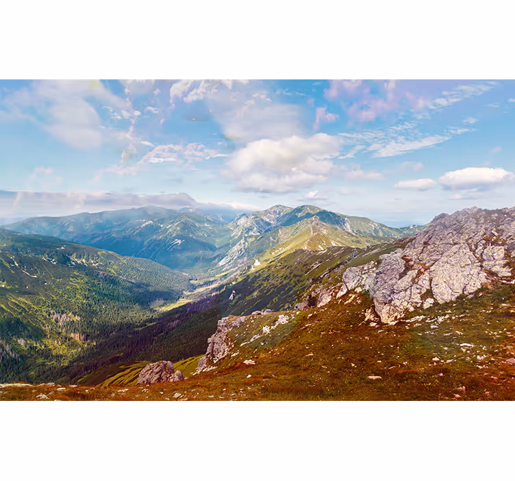 Fototapeter fjäll panoramautsikt över bergen - Tenstickers
