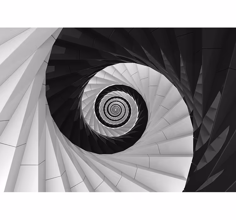 Svartvit spiral 3d fototapeta - Tenstickers