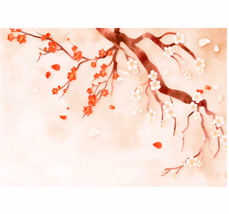 Körsbärsblomsgren Fototapeter Blommor - Tenstickers