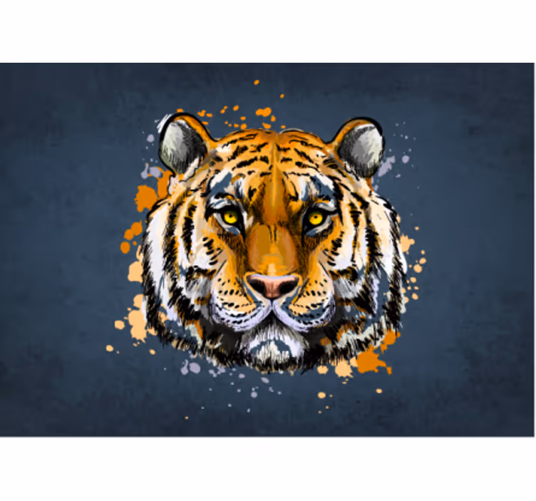 Tiger ansikte i blå bakgrund fototapeta - Tenstickers