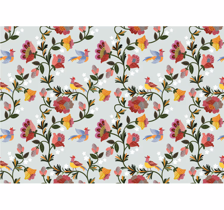 Färgglatt blommönster Fototapeter Blommor - Tenstickers