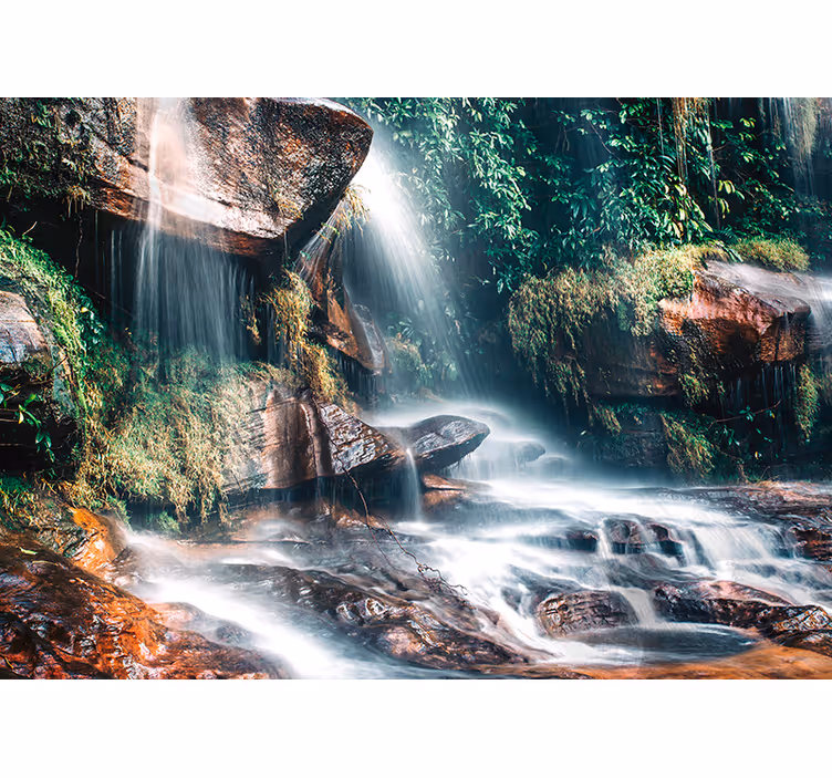 Fridfullt vattenfallslandskap Fototapeter Natur - Tenstickers