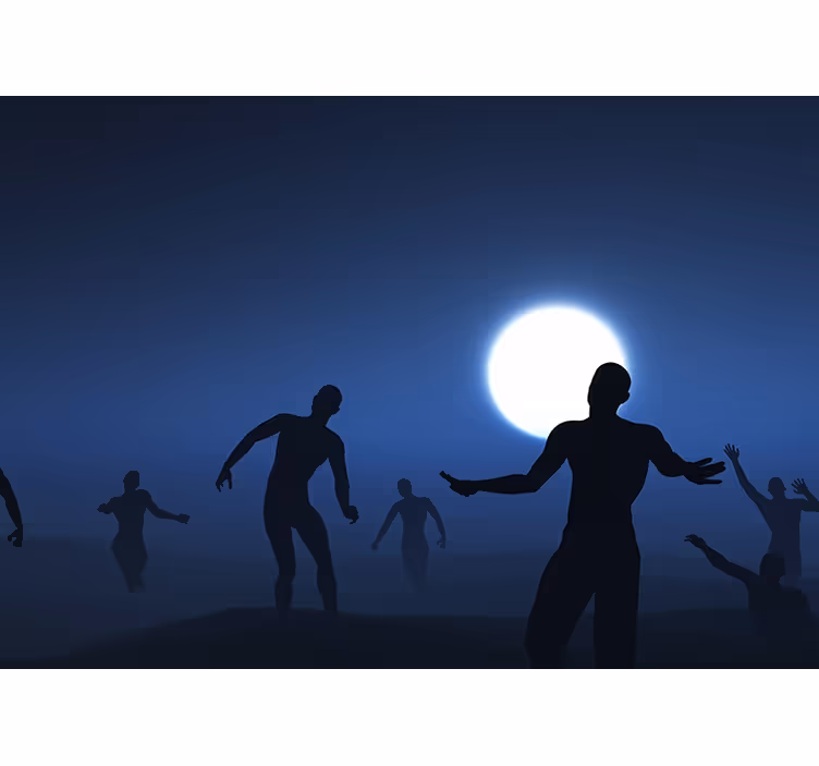 Läskiga zombies i dimma fototapeta tapet - Tenstickers