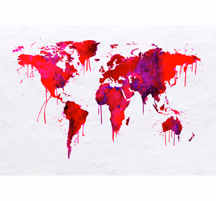 Livfull global karta Fototapeter Världskarta - Tenstickers
