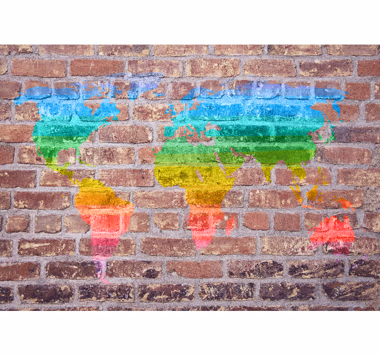 Fototapeter världskarta färgglad geografisk rendering - Tenstickers
