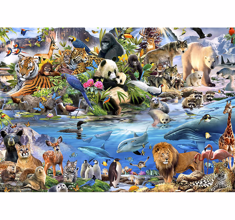 Vilda safari scen Fototapeter Barnens - Tenstickers