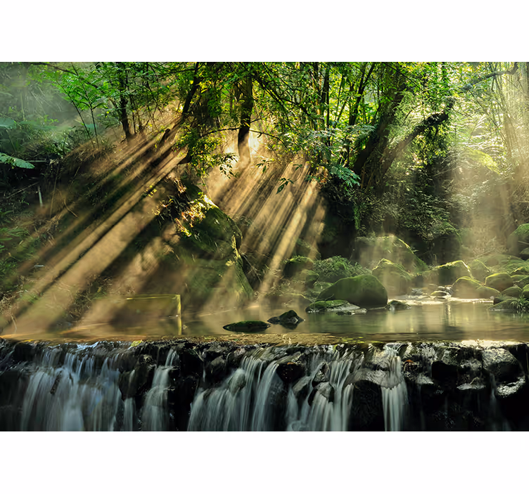 Fridfull vattenfallsmiljö Fototapeter Natur - Tenstickers