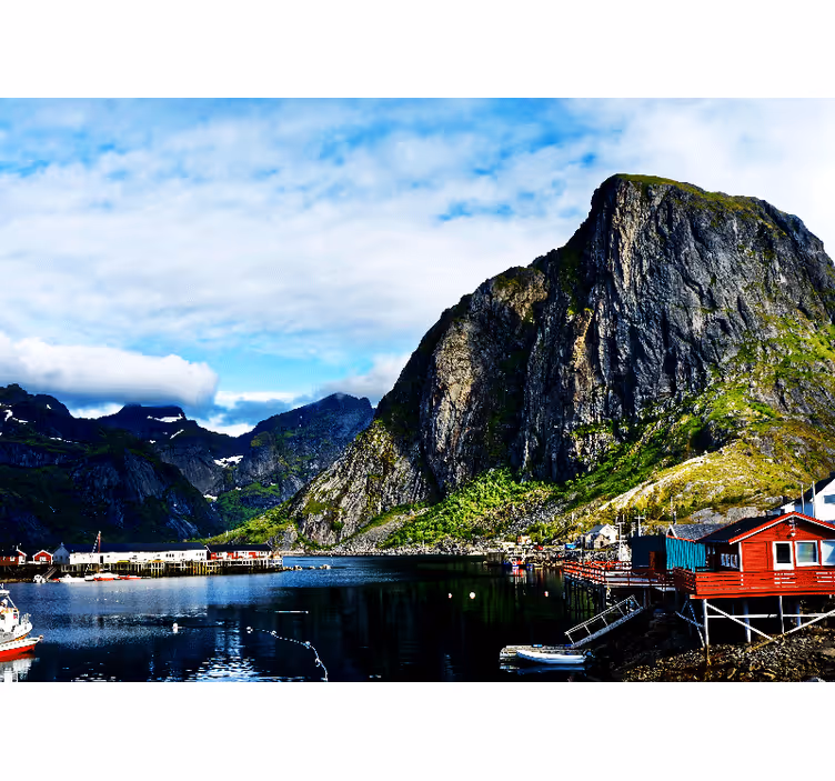 Fototapeter landskap bergig kustscen - Tenstickers