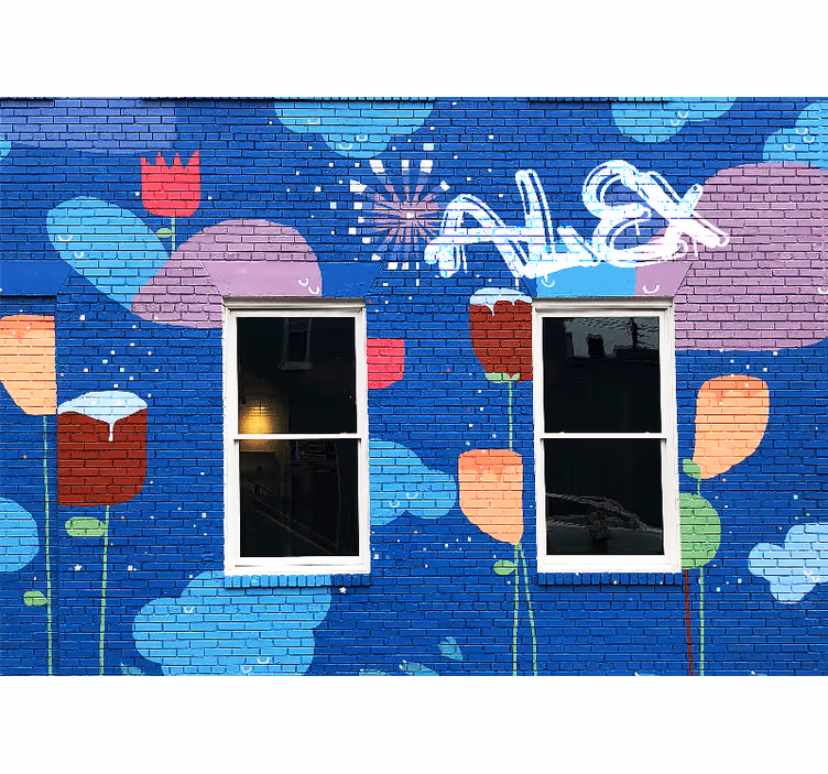 Färgglada blommiga element Fototapeter Urban konst - Tenstickers