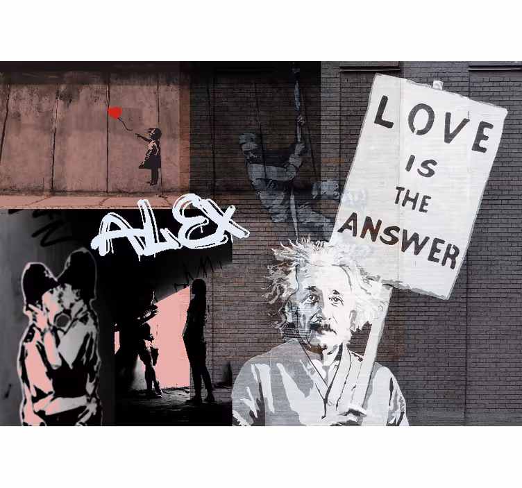 Banksy konst montage berg fototapeta - Tenstickers