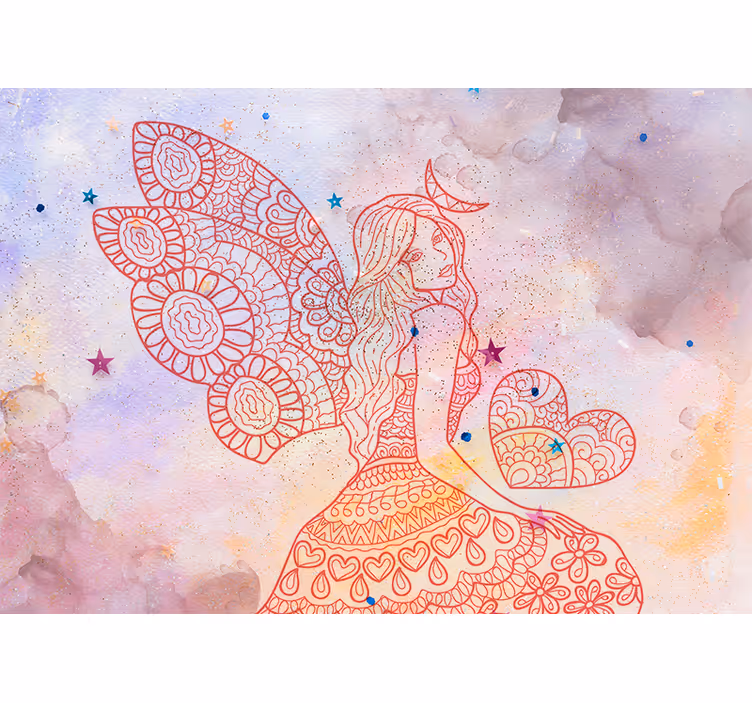 Rosa älva fantasy fototapeta - Tenstickers
