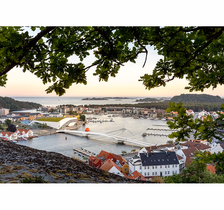 Fototapeter städer och länder charmig kustutsikt - Tenstickers
