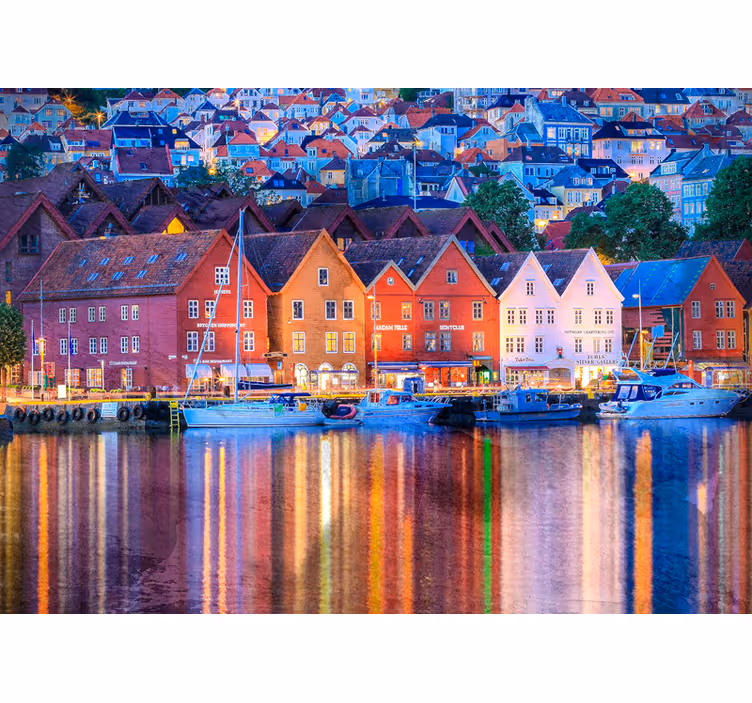 Bergen city kväll flodmålning - Tenstickers