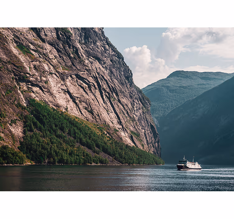 Fototapeter landskap storslagen fjordscen - Tenstickers