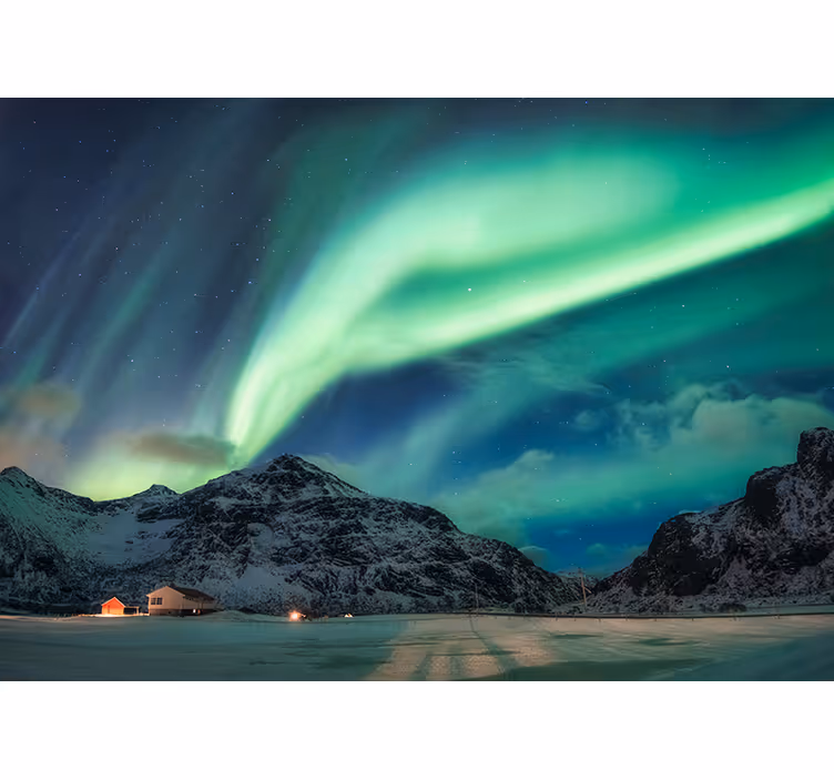 Norrsken på vinternaturen fototapeta - Tenstickers